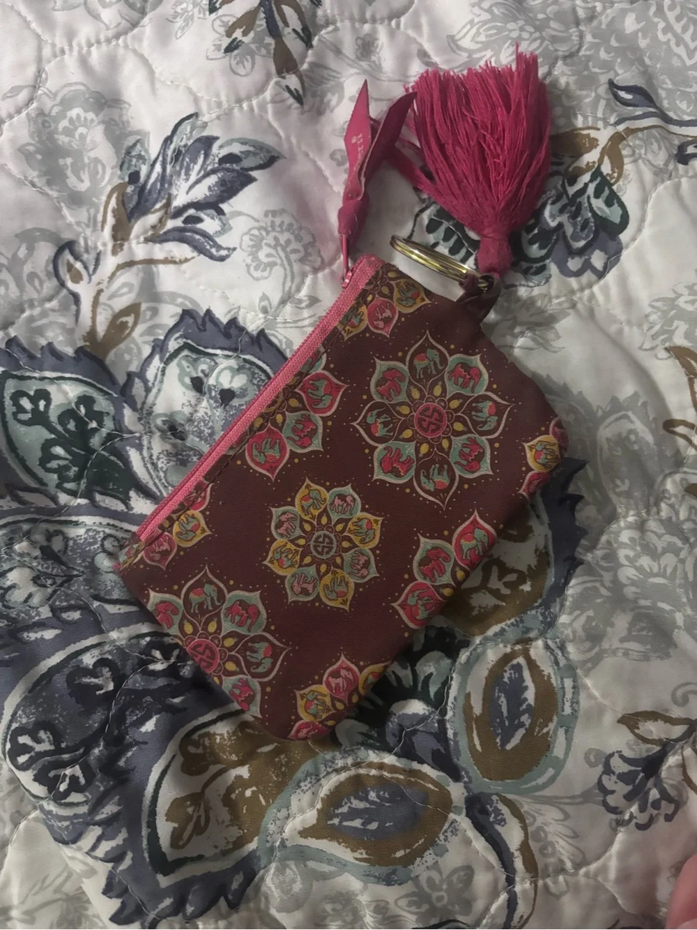Simply Southern Pink Patterned ID Card Holder with Tassel Ring